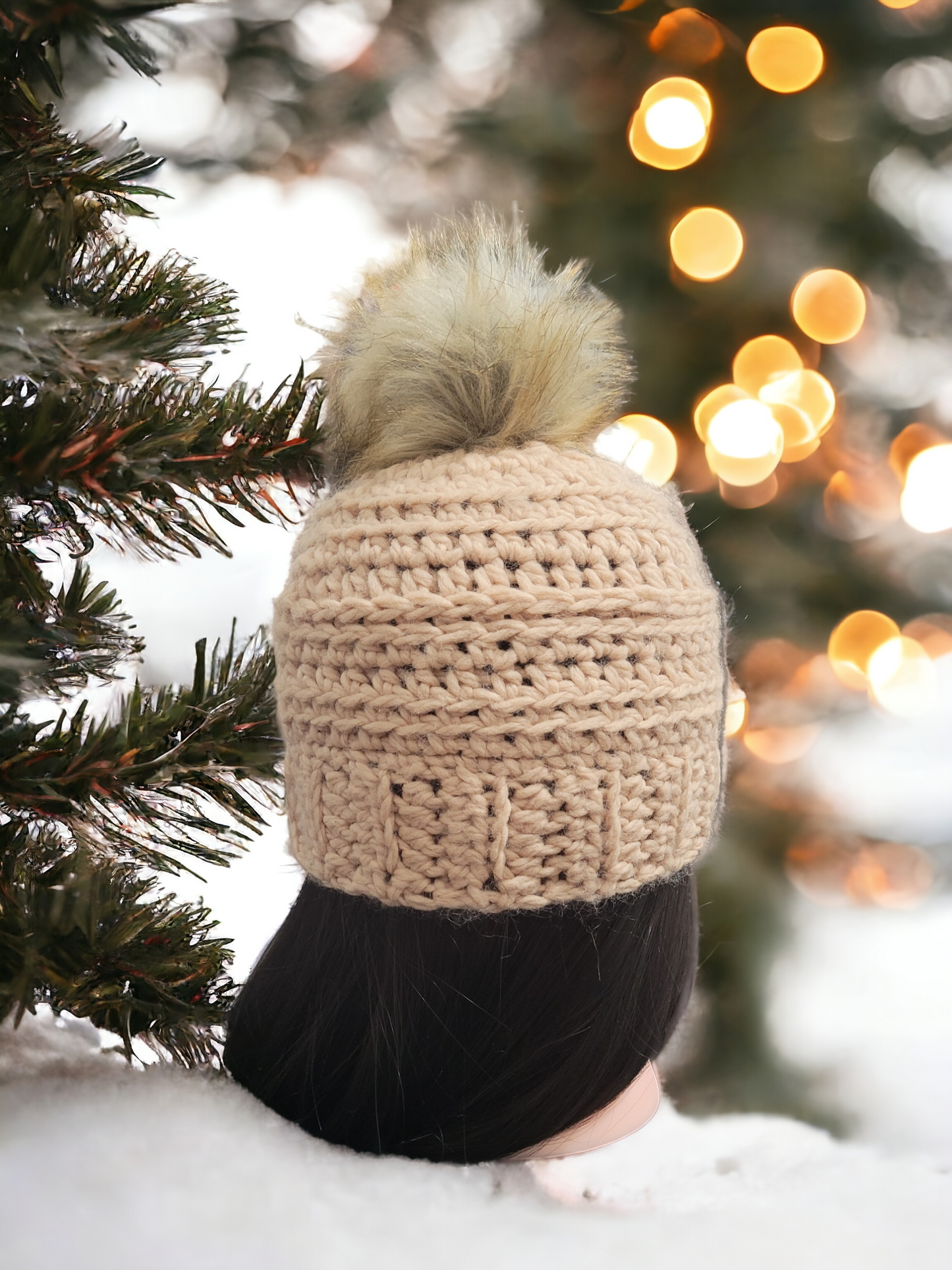 Light Brown With Brown Pom-Pom Beanie