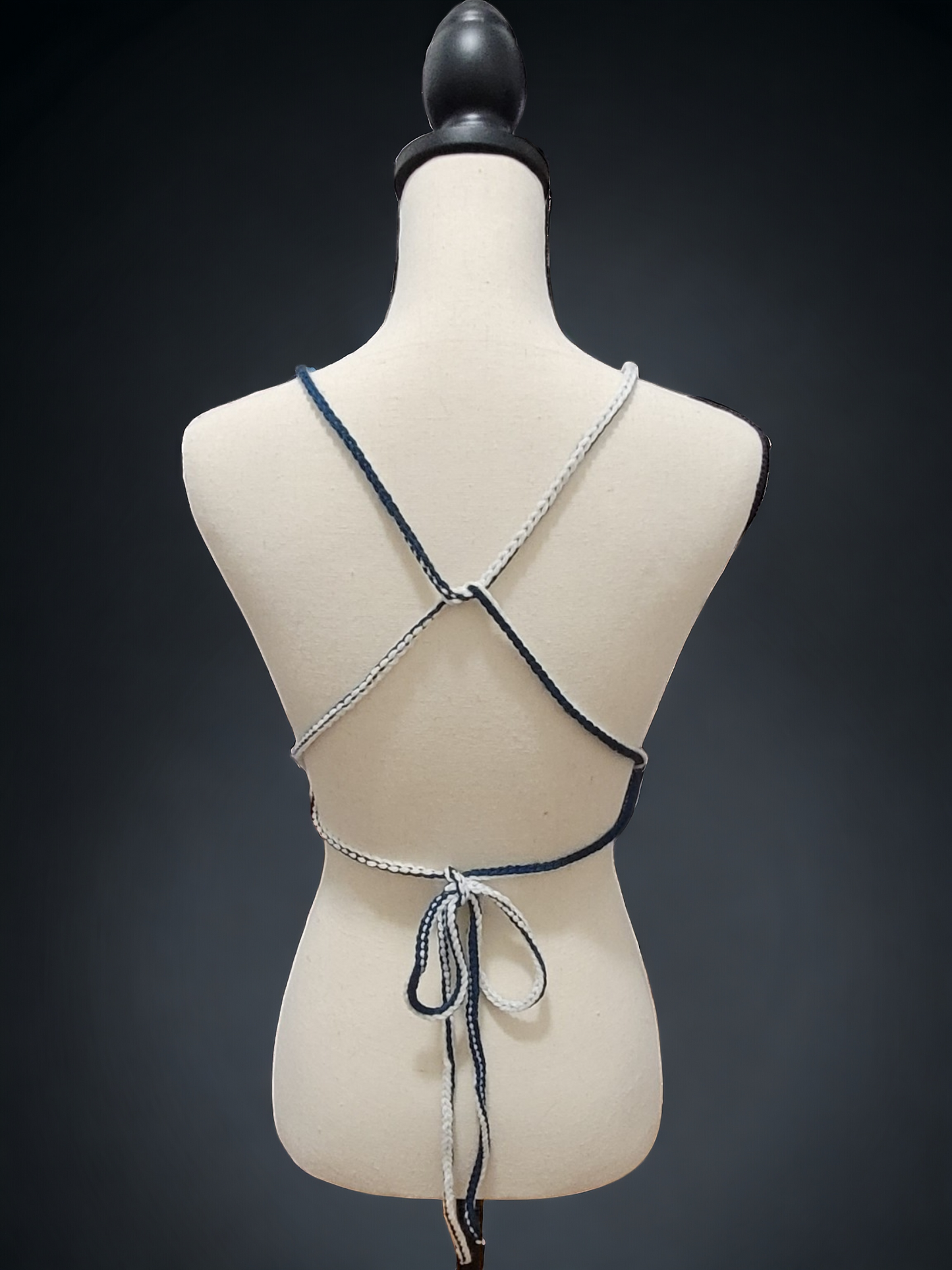 Dark Turquoise B&W Bikini Crop Top