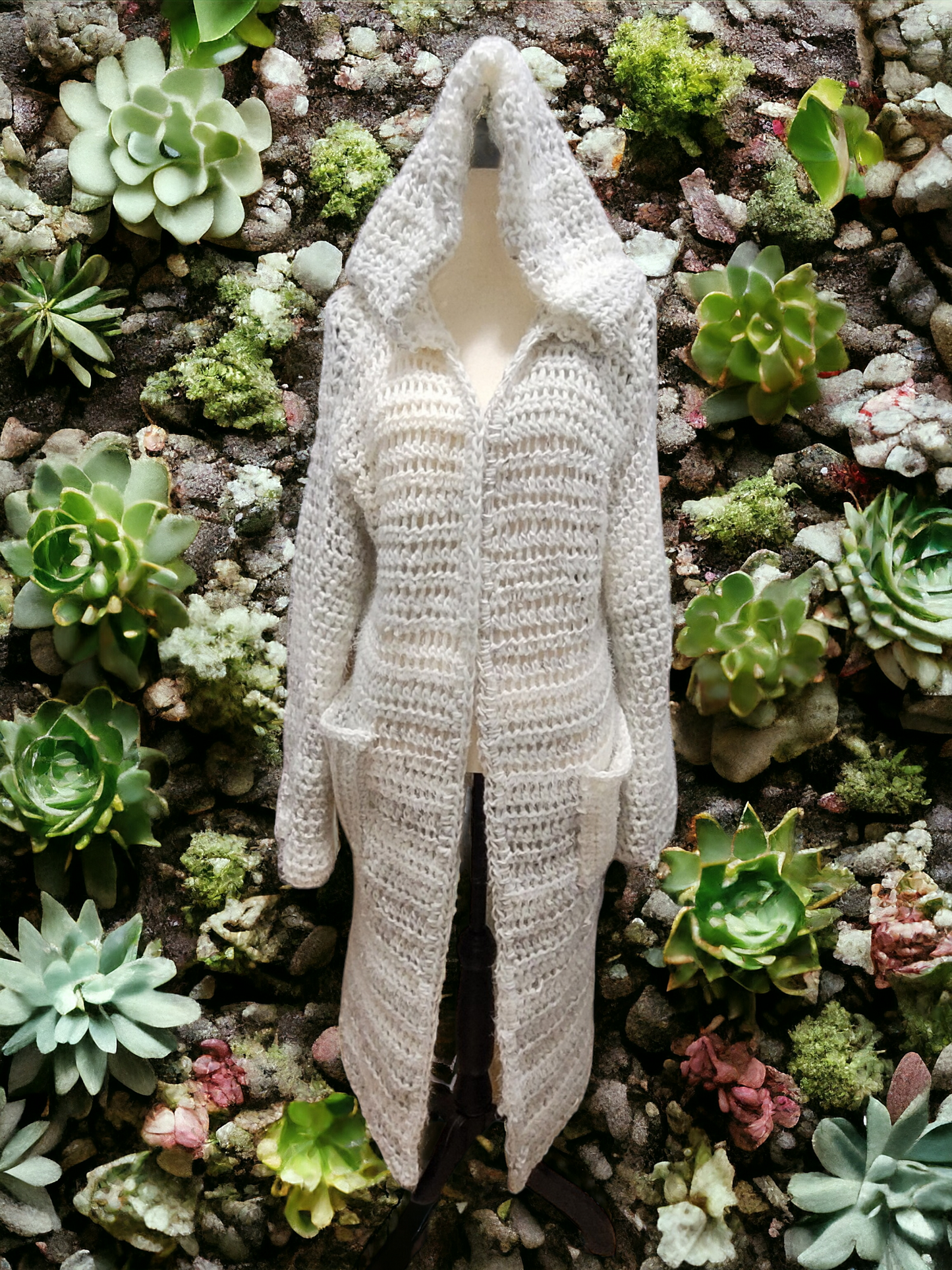 Light Grey & White Cardigan Sweater
