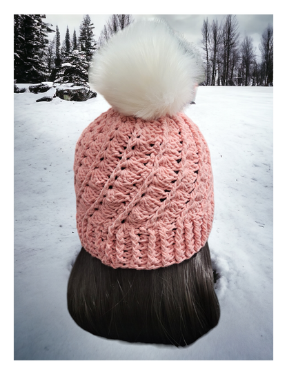 Pink With White Pom-Pom Beanie