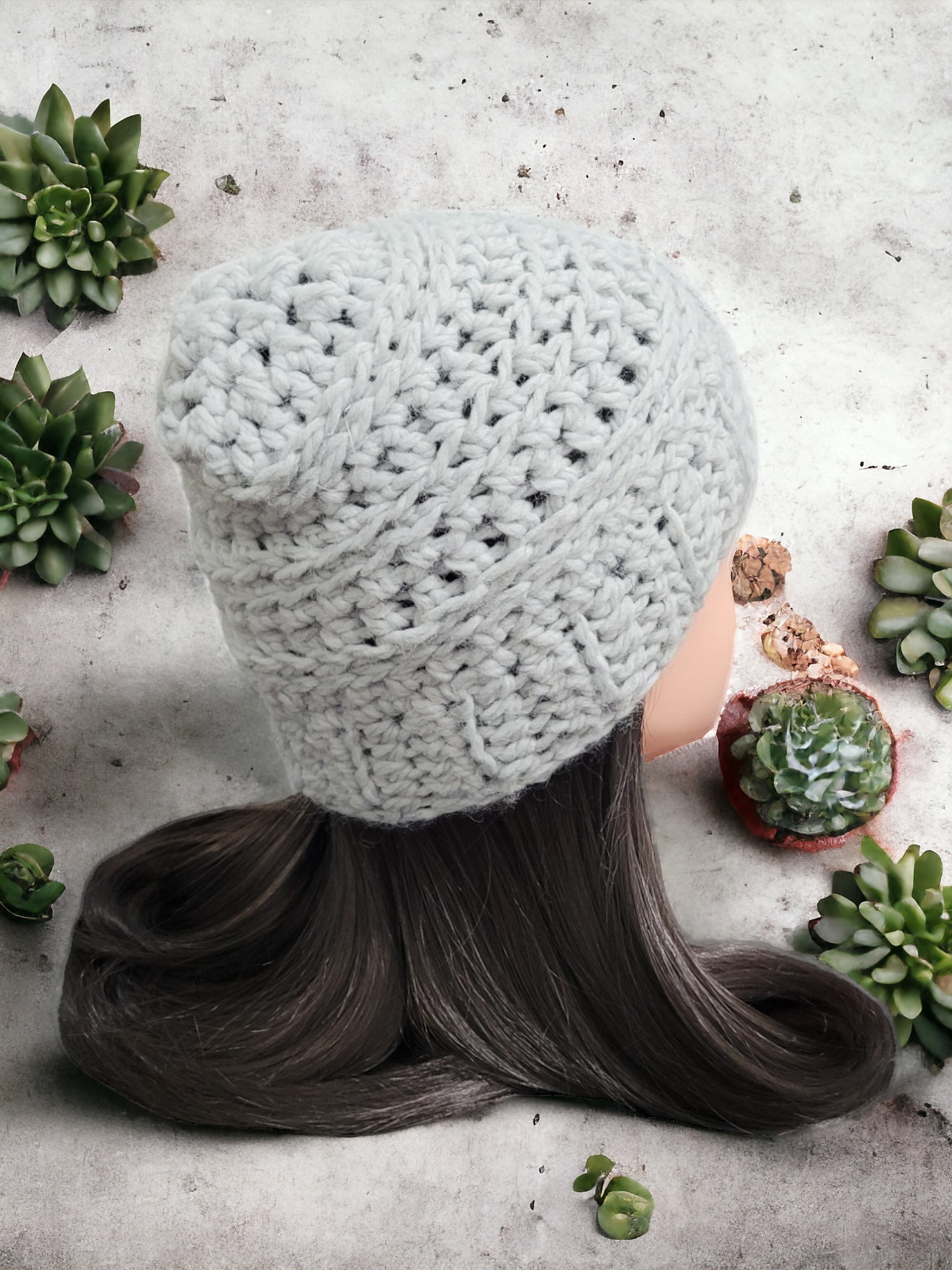 Grey SHORT-Tail Beanie