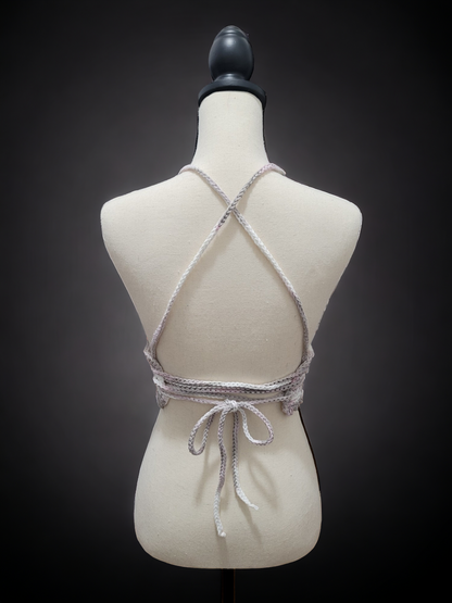 Grey & White Bikini Crop Top