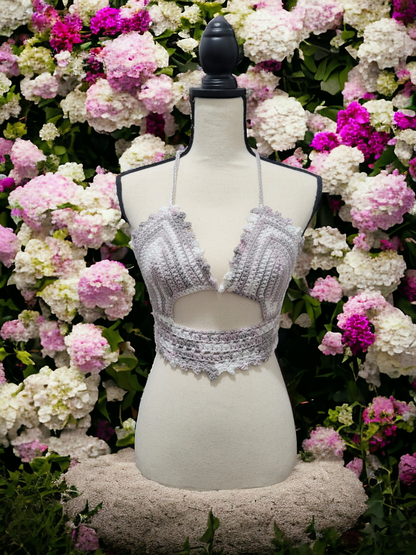 Grey & White Bikini Crop Top